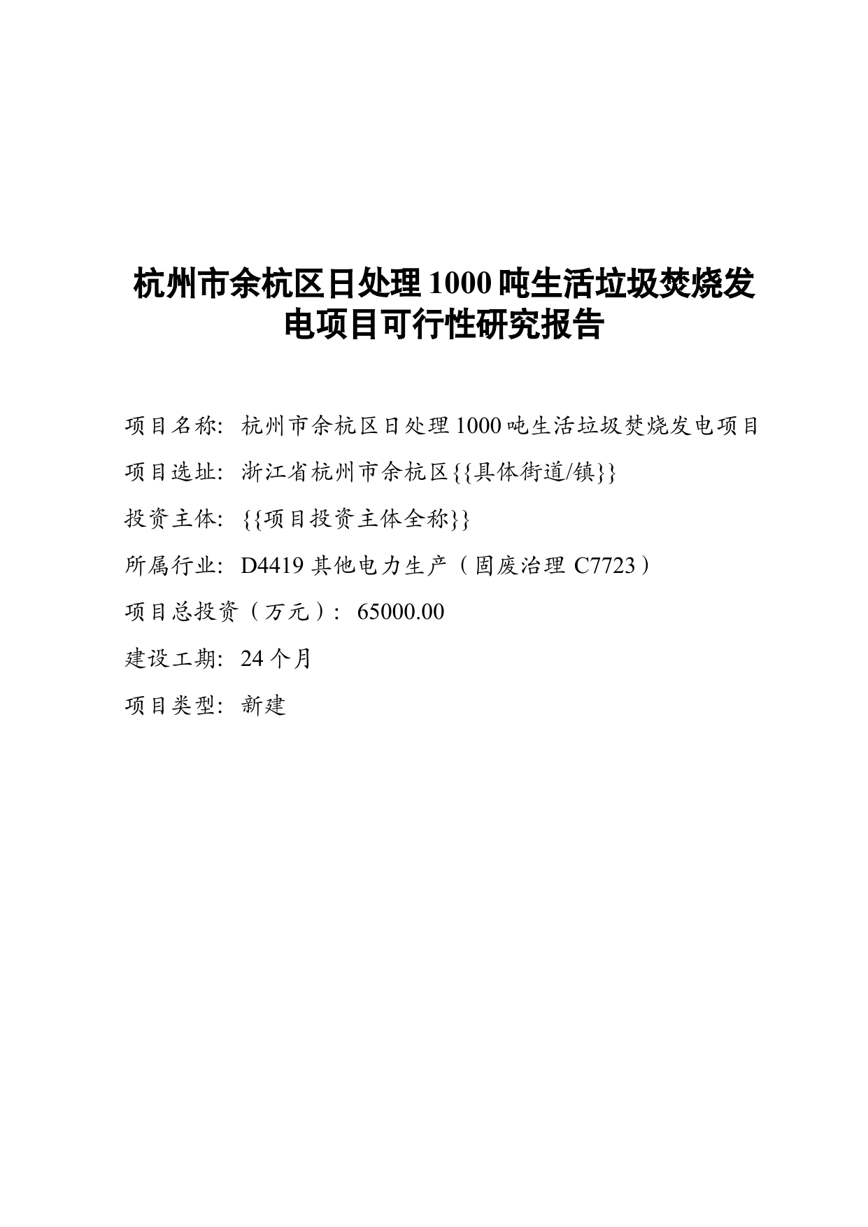 日处理1000吨生活垃圾焚烧发电项目